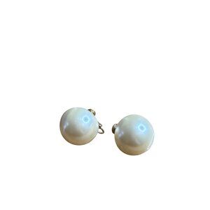 Vintage Marvella Screwback Earrings Faux Pearl Goldtone 0.75 inch